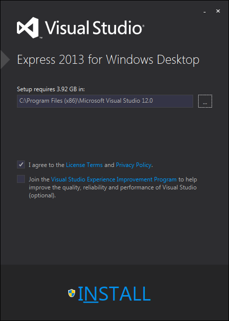 Visual Studio Express 2013 インストール1